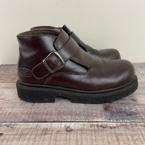 Skechers Boots Men's 10 Vintage Monk Strap 90sY2K Platform SN6909 Brown Leather - Picture 2 of 11